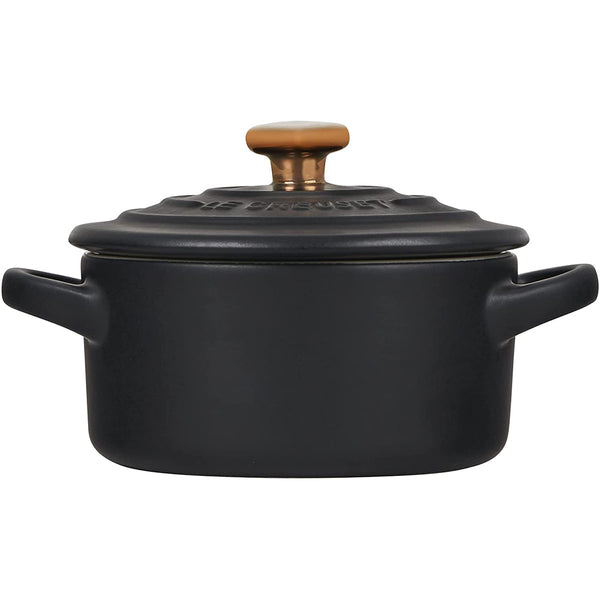 Le Creuset 8 oz. Mini Round Cocotte - Licorice w/ Gold Heart Knob