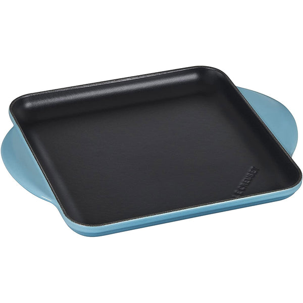 Le Creuset Enameled Cast Iron Square Griddle Pan, 9.5-Inches, Caribbean