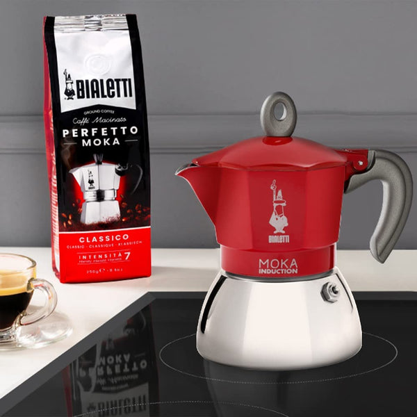 Coffee Maker Coffee Percolator 150ml 3 Cups Aluminum Coffee Pot Percolator Italian Cafetiere Household Moka Coffee Tea Maker, Red