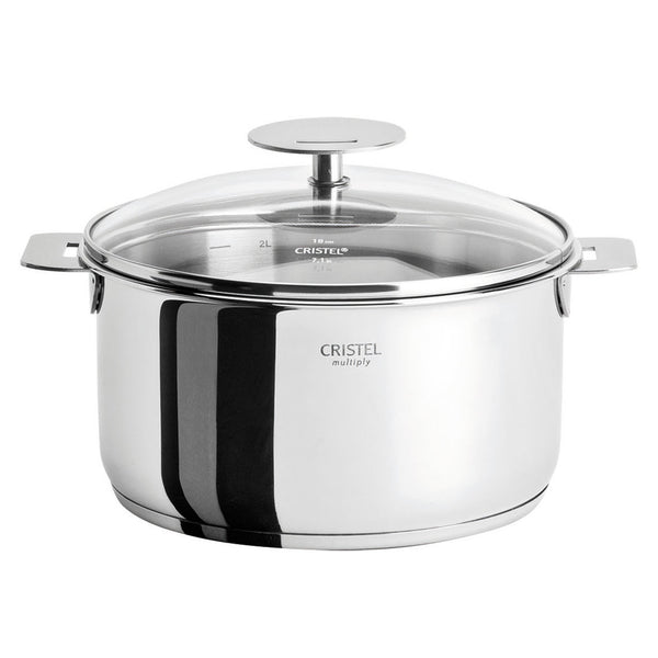 Cristel Casteline Detachable Handle 3.5-Quart Sauce Pan With Domed Gla