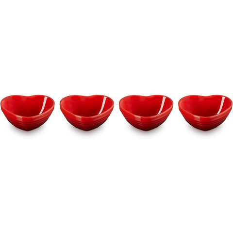 Le Creuset  Mini Heart Bowls Set of 4 - Cerise