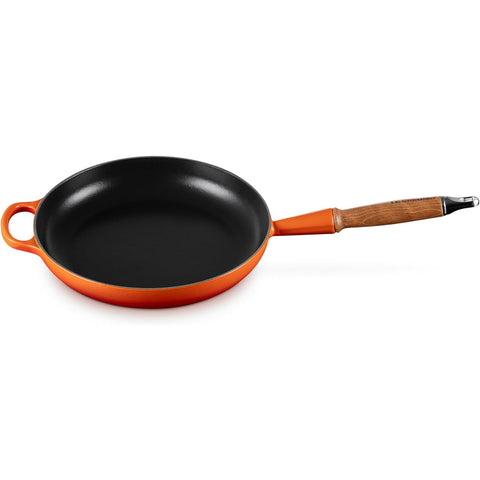 Le Creuset 10.25 in Signature Round Fry Pan 10.25 In Wood Handle Flame