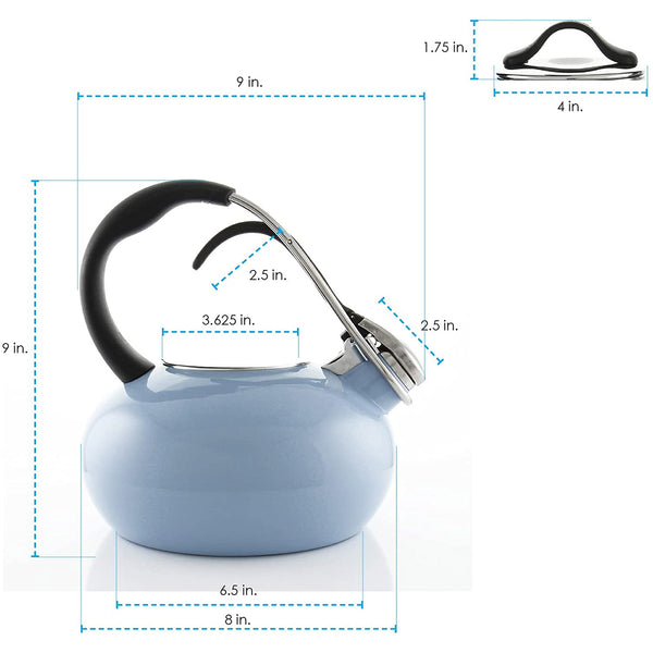 Chantal Tea Kettle Classic Harmonica Whistling Teakettle 1.8 Quart Glacier Blue