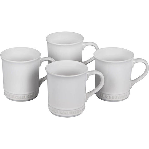 Konitz Coffee Bar Coffee Cups and Saucers, 7-Ounce, White, Set of 4