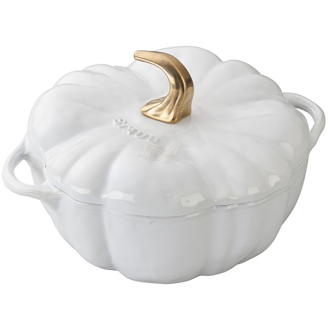 STAUB CAST IRON 3.5-QUART PUMPKIN COCOTTE - WHITE - IMPERFECTIONS