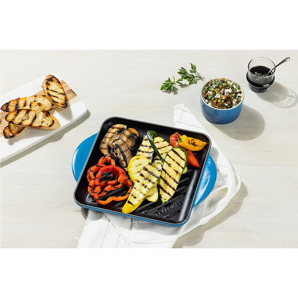 Le Creuset Signature Square 9.5 Oyster Grey Enameled Cast Iron Grill Pan +  Reviews