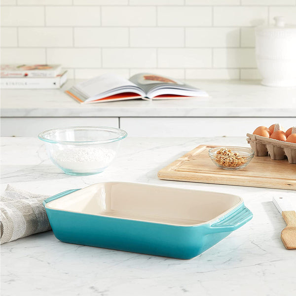 Le Creuset Caribbean Stoneware Covered Square Casserole Dish, 3 Quart